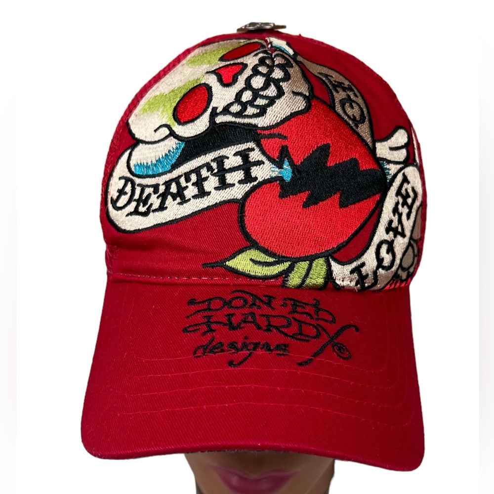 Ed Hardy Hat Cap Mens Snapback Red Crhistian Audigier Don Love Kills Slowly